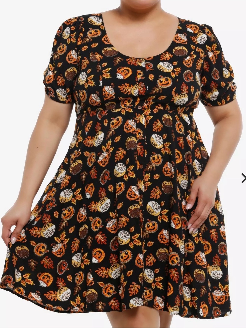 Hot Topic Thorn & Fable Pumpkin Spice Treats Babydoll Dress Size 1 NWOT